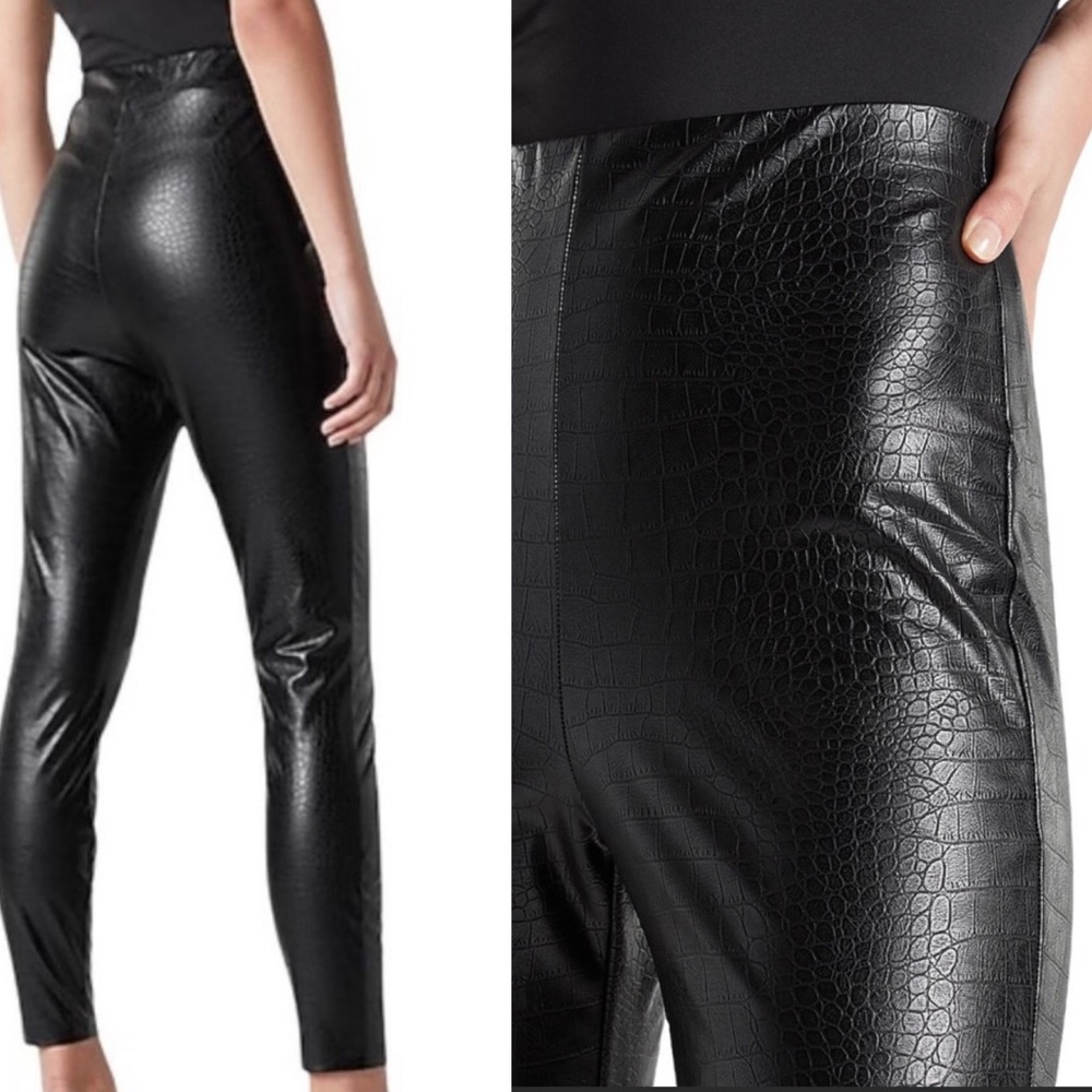 NWT 7 For All Mankind Croc Faux Leather Leggings Black L